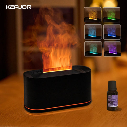 Flame Aroma Humidifier Essential Oil Diffuser with LED Light