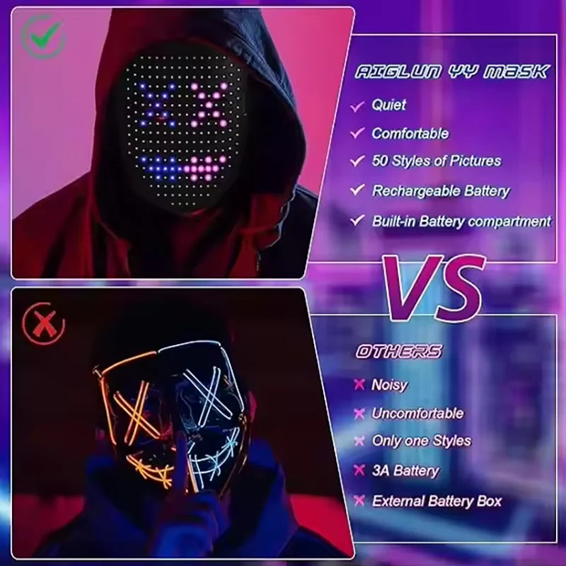 LED Gesture Control Halloween Mask
