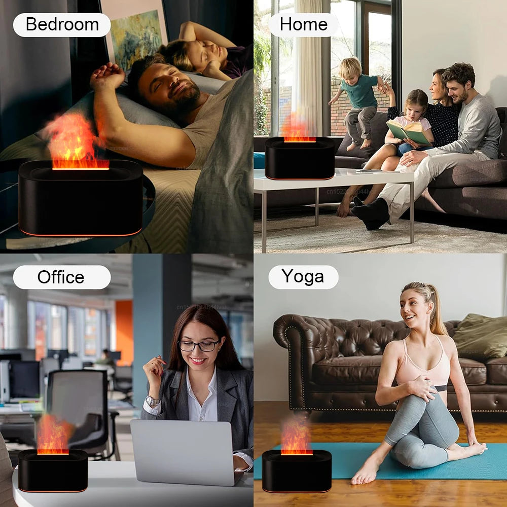 Flame Aroma Humidifier Essential Oil Diffuser with LED Light